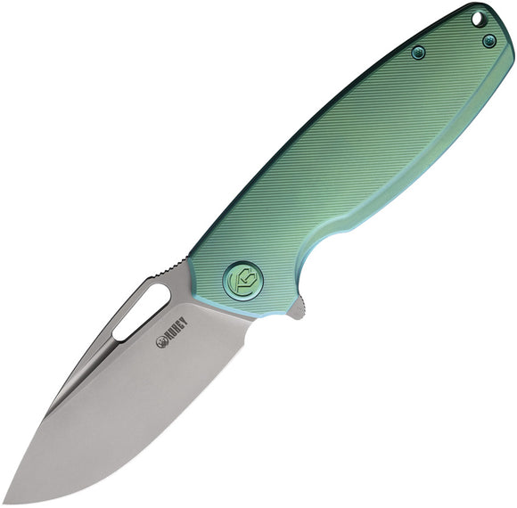 Kubey Tityus Framelock Green Titanium Folding 14C28N Drop Pt Pocket Knife 360B