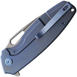 Kubey Tityus Framelock Blue Titanium Folding 14C28N Drop Pt Pocket Knife 360D