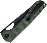 Kubey Elang Linerlock Green Micarta Folding Black AUS-10 Sheepsfoot Knife 365F