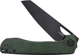 Kubey Elang Linerlock Green Micarta Folding Black AUS-10 Sheepsfoot Knife 365F