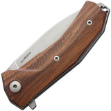 Lion Steel KUR Santos Wood Linerlock Sleipner Tool Folding Knife Closed