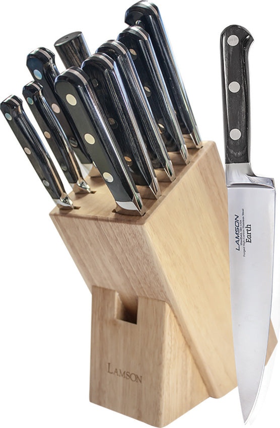 Lamson Kitchen 10pc 4116 Hi-Carbon Maple Block Set Earth Series 49870