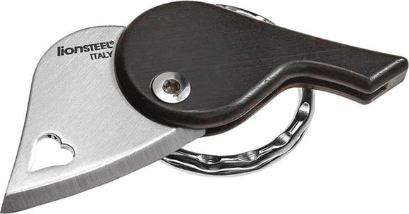 Lion Steel LionBeat Heart Ebony Wood AISI 440 Stainless Knife Keychain