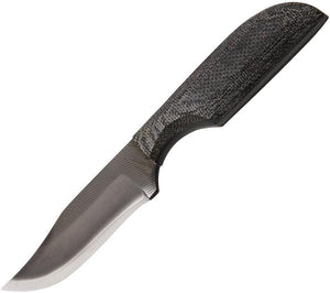 Anza Black Micarta Handle 5" Blued Fixed Blade Knife w/ Leather Belt Sheath