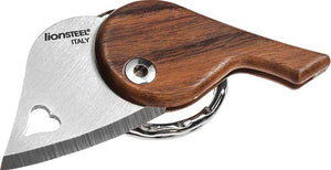 Lion Steel LionBeat Heart Santos Wood AISI 440 Stainless Knife Keychain
