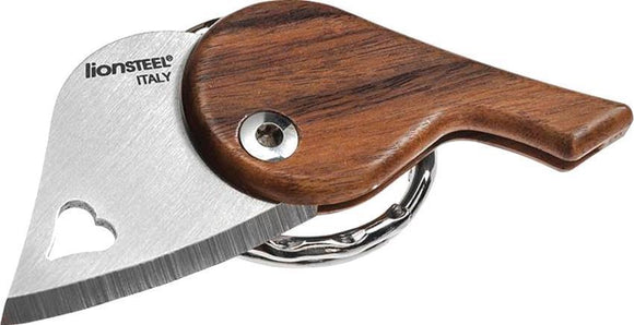 Lion Steel LionBeat Heart Santos Wood AISI 440 Stainless Knife Keychain