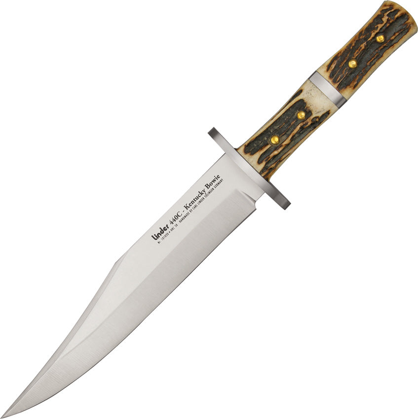 Linder Bowie Knife With Stag Handle 7.8