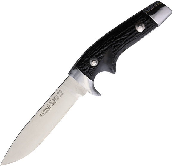 Linder Mark 74 Black 420 Stainless Fixed Blade Knife w/ Belt Sheath 150712