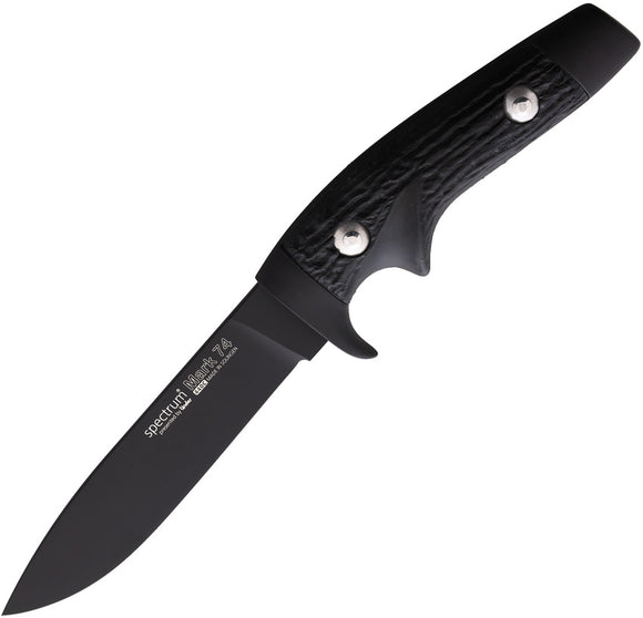 Linder Mark 74 Black 420 Stainless Fixed Blade Knife w/ Belt Sheath 150812