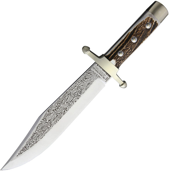 Linder Alamo Bowie RS Deer Horn 440C Stainless Fixed Blade Knife 178125