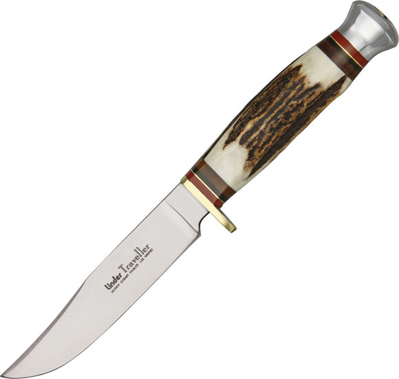 Linder Traveller Stag 440 Stainless Fixed Blade Knife w/ Belt Sheath 190110