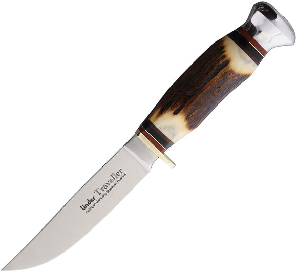 Linder Traveller II Stag 420 Stainless Clip Point Fixed Blade Knife 190111