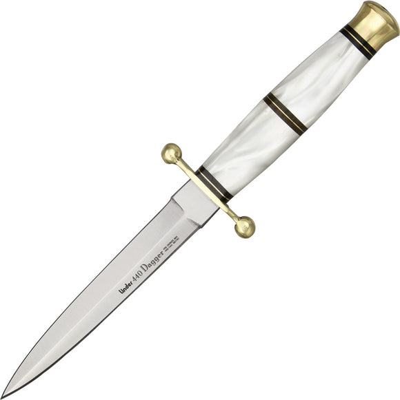 Linder White 440 Stainless Fixed Blade Dagger Knife w/ Belt Sheath 210513