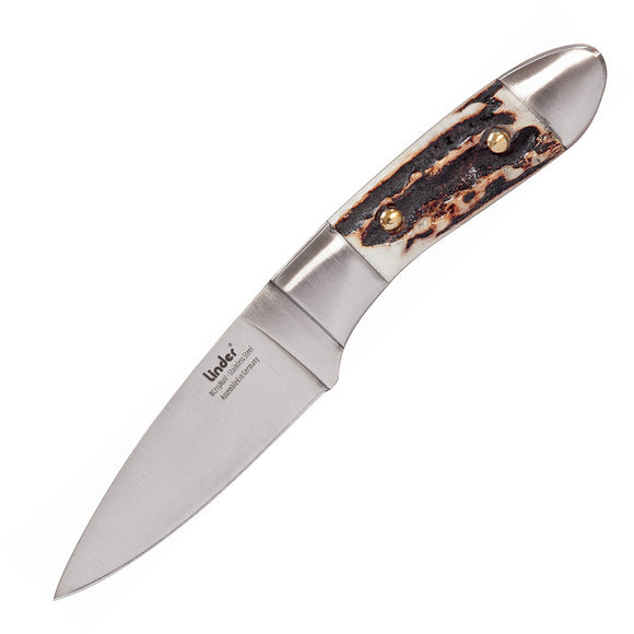 Linder Compact Hunter Stag 8Cr13MoV Stainless Drop Pt Fixed Blade Knife 443308