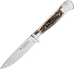 Linder Classic Hunter Stag 440A Stainless Fixed Blade Knife w/ Sheath 571410
