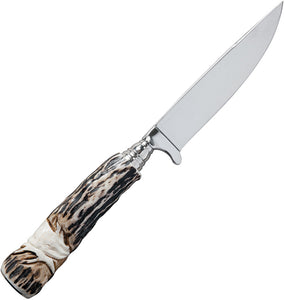 Linder 9" Deer Hand Craved Horn Handle Limited Edition  Fixed Blade Knife 754311