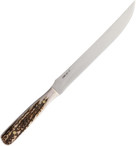 Anza Full Elk Stag Handle 12.25" Fixed Fillet 1095HC Steel Knife w/ Sheath