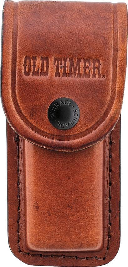 SCHRADE Old Timer LARGE Brown Leather Sheath Snap Closure Knife