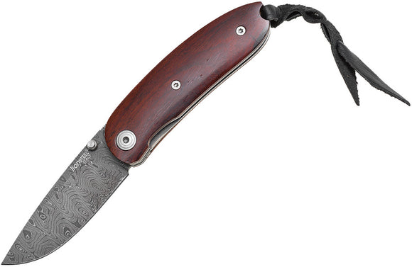 LionSTEEL Mini Linerlock Santos Wood Folding Damascus Steel Pocket Knife 8210DST