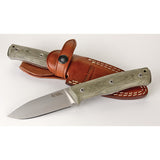 LionSTEEL B35 Fixed Blade Knife Green Micarta Sleipner Steel w/ Sheath B35CVG