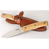 LionSTEEL B35 Fixed Blade Knife Olive Wood Sleipner Steel w/ Sheath B35UL