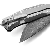 Lion Steel Pocket Knife Myto Framelock Gray Titanium Folding Damascus MT01DGY