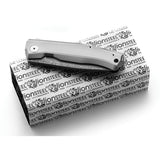 Lion Steel Pocket Knife Myto Framelock Gray Titanium Folding Damascus MT01DGY