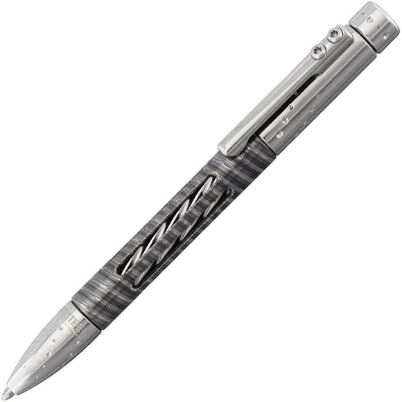 LionSTEEL Nyala Silver Damascus Steel Fisher Space Ink Cartridge Pen NYSDTGYS