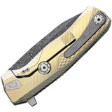 LionSTEEL ROK Framelock Gold Titanium Folding Damascus Pocket Knife ROKDDGL