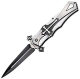 Boker Crusader Linerlock Folding Blade Silver Aluminum Handle Knife