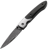 Boker Magnum Senior Linerlock Damascus Steel Folding Black Handle Knife