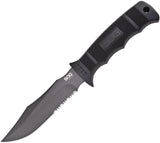 SOG Seal Pup Fixed Part Serrated Blade Black Handle Knife