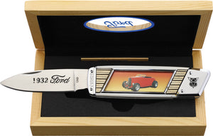 White 1932 Ford Street Rod Collectable Folding Pocket Knife+ Display Box 4449
