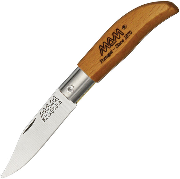 MAM Iberica Brown Beechwood Folding Stainless Pocket Knife w/ Keyring 2001