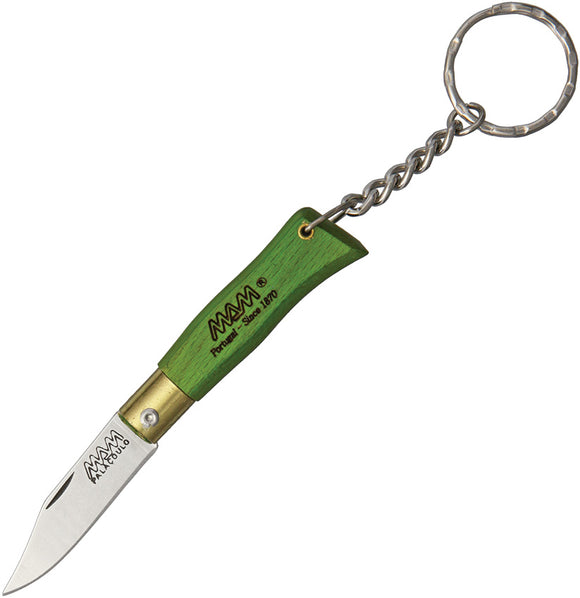 MAM Mini Douro Green Beechwood Folding Clip Point Pocket Knife w/ Keyring 2002G