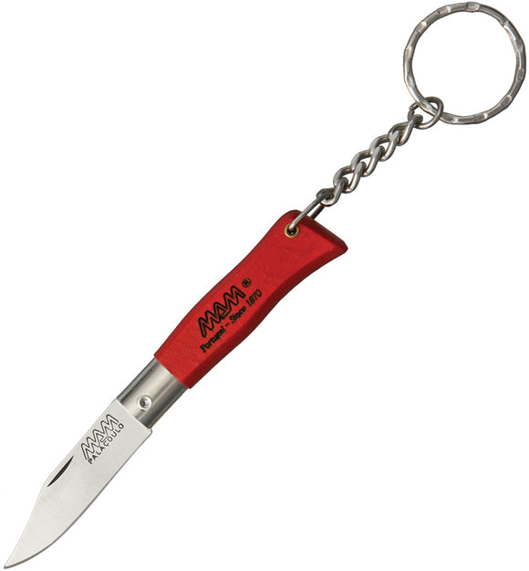 MAM Mini Douro Red Beechwood Folding Clip Point Pocket Knife w/ Keyring 2002R