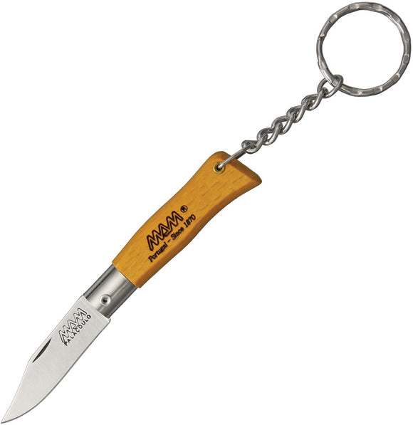 MAM Mini Douro Yellow Beechwood Folding Stainless Pocket Knife w/ Keyring 2002Y