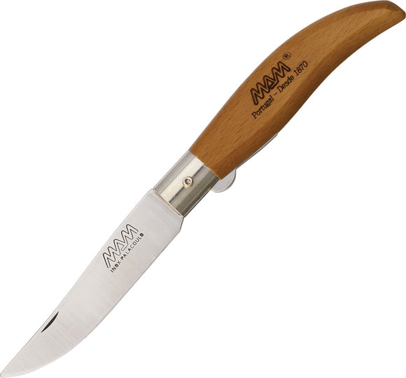 MAM Ibericas Linerlock Brown Beechwood Folding Stainless Pocket Knife 2015B