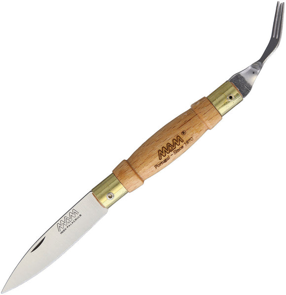 MAM Large Beechwood Folding Stain Finish Stainless Pocket Knife w/ Fork 2021
