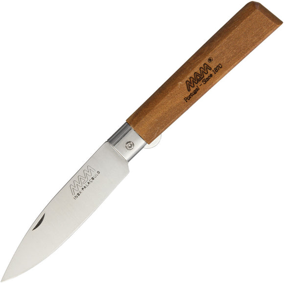 MAM Linerlock Olive Wood Folding Stainless Drop Point Pocket Knife 2036L