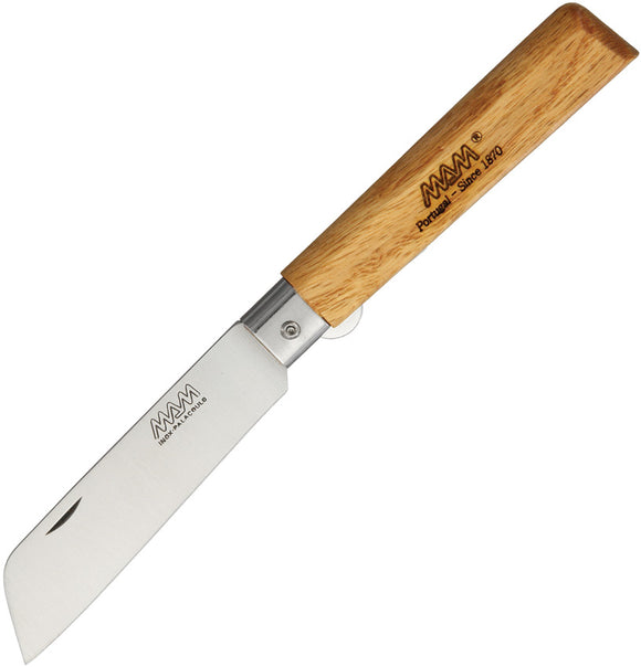 MAM Linerlock Oak Wood Folding Stainless Sheepsfoot Pocket Knife 2041A