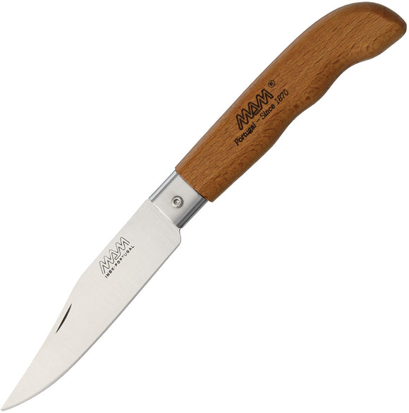 MAM Sporitve Brown Beechwood Folding Stainless Clip Point Pocket Knife 2045