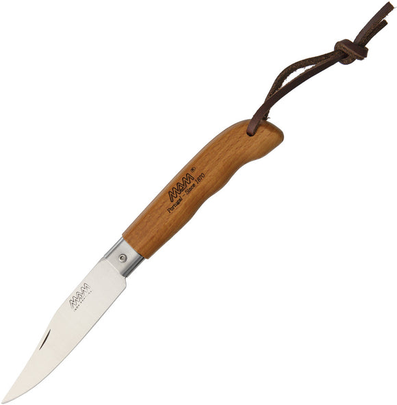 MAM Sportive Brown Beechwood Folding Stainless Clip Point Pocket Knife 2047