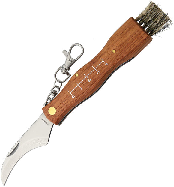 MAM Mushroom Brown Beechwood Folding Stainless Pocket Knife w/ Sheath 2590