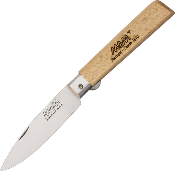 MAM Medium Linerlock Beechwood Folding Stainless Drop Point Pocket Knife 3AB