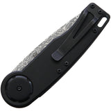 Mantis Gearhead Folding Pocket Knife Black Aluminum Damascus Tanto 2027T