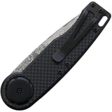 Mantis Gearhead Folding Pocket Knife Black CF Damascus Clip Point Blade 2028DP
