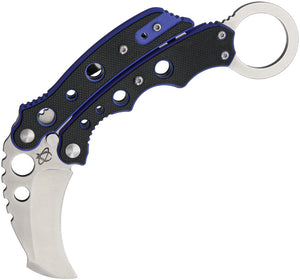 Mantis Vuja De Karambit Blue Stainless Folding Pocket Knife G-10 Handles MK4B
