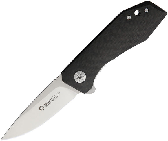 Maserin AM3 Black Carbon Fiber & G10 Linerlock Folding M390 Knife 377cn