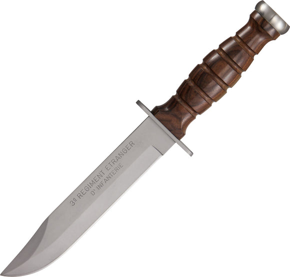 Maserin French Foreign Legion Knurled Brown Wood Fixed Blade Knife + Sheath 60090